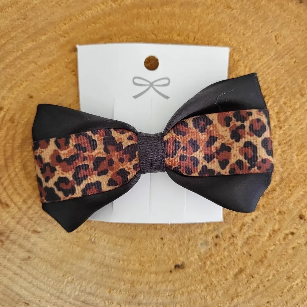 Handmade Leopard Print Bow Hair Clip for Kids